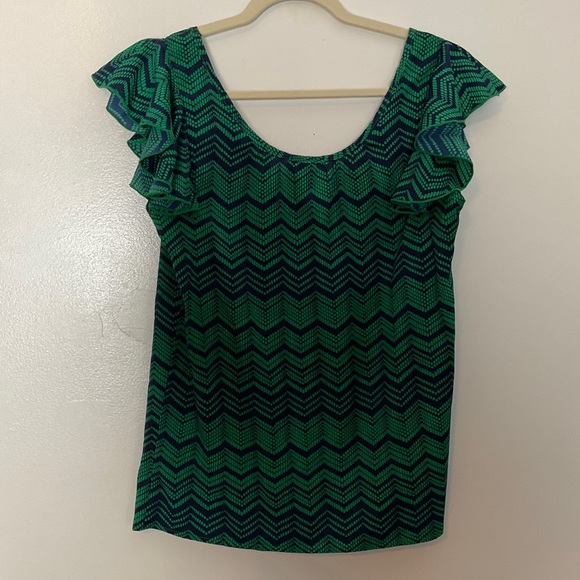 Blue Rain Chevron Print Off the Shoulder Blouse Size Small - Picture 8 of 11